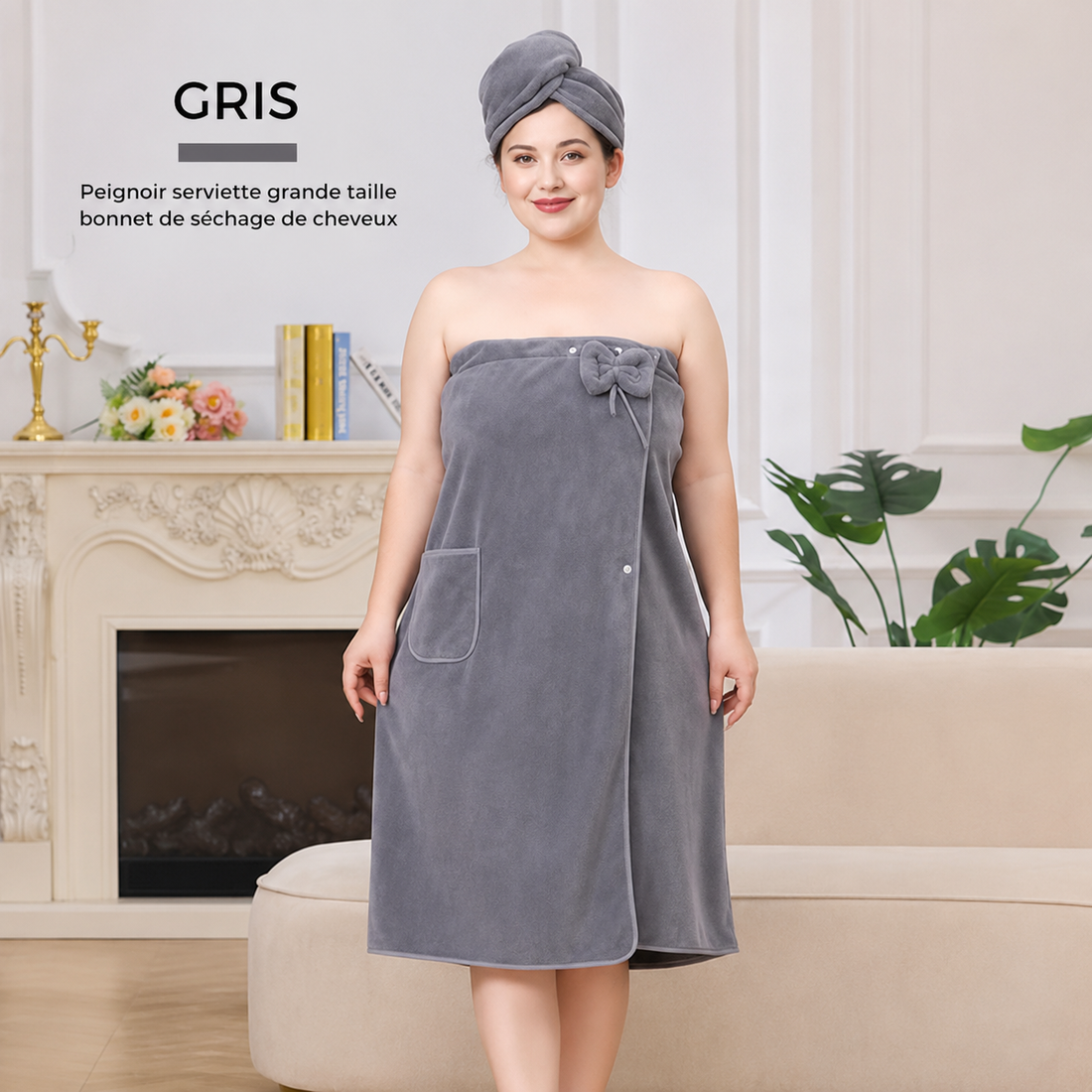 Peignoir serviette grande taille qui ne glisse pas