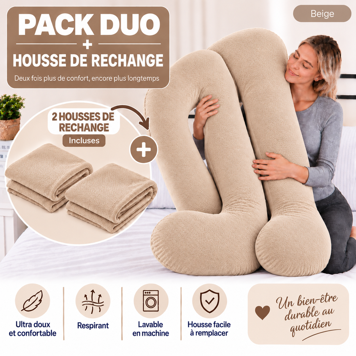 Ergonomic Pillow Duo - Pack of 2 Pillows of Your Choice