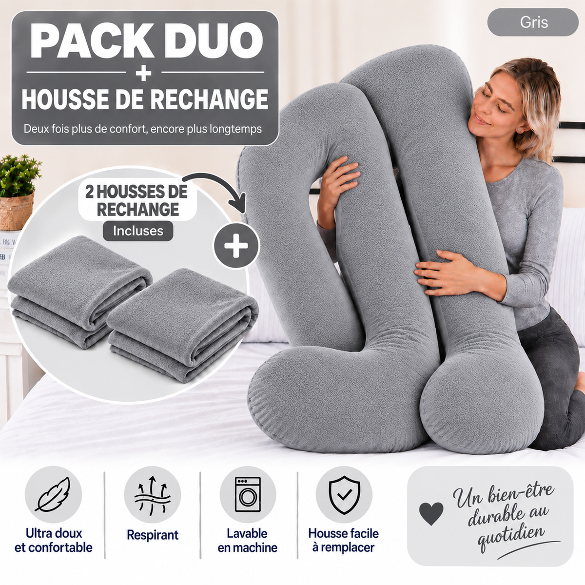 Ergonomic Pillow Duo - Pack of 2 Pillows of Your Choice