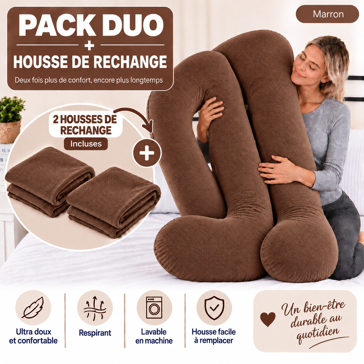 Ergonomic Pillow Duo - Pack of 2 Pillows of Your Choice