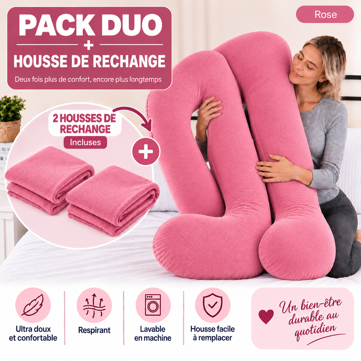 Ergonomic Pillow Duo - Pack of 2 Pillows of Your Choice