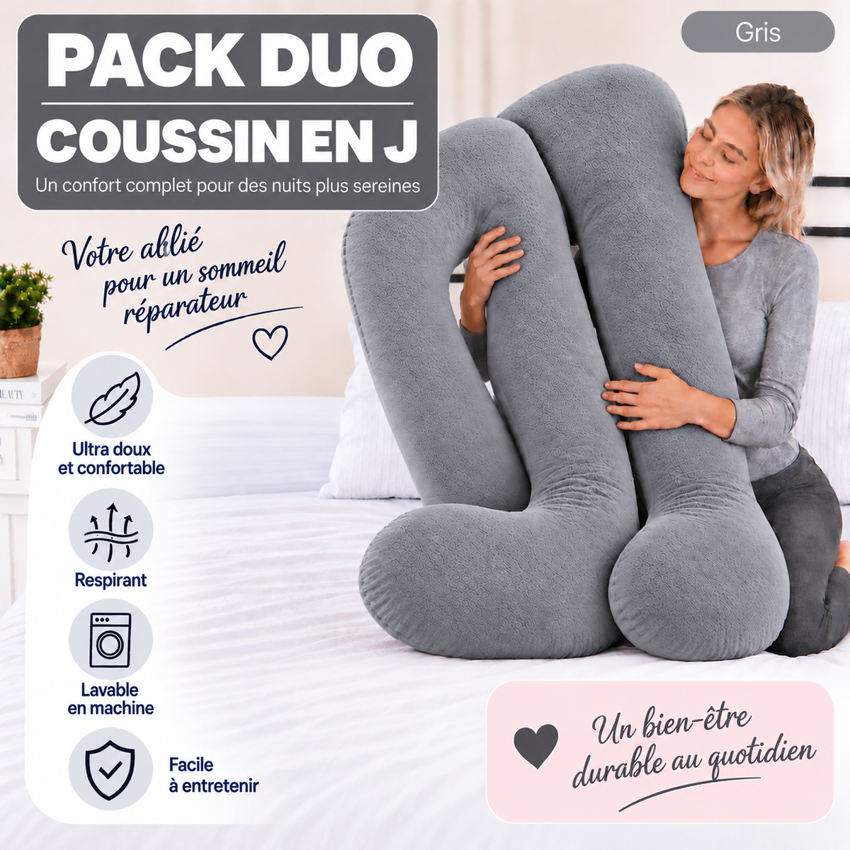 Ergonomic Pillow Duo - Pack of 2 Pillows of Your Choice