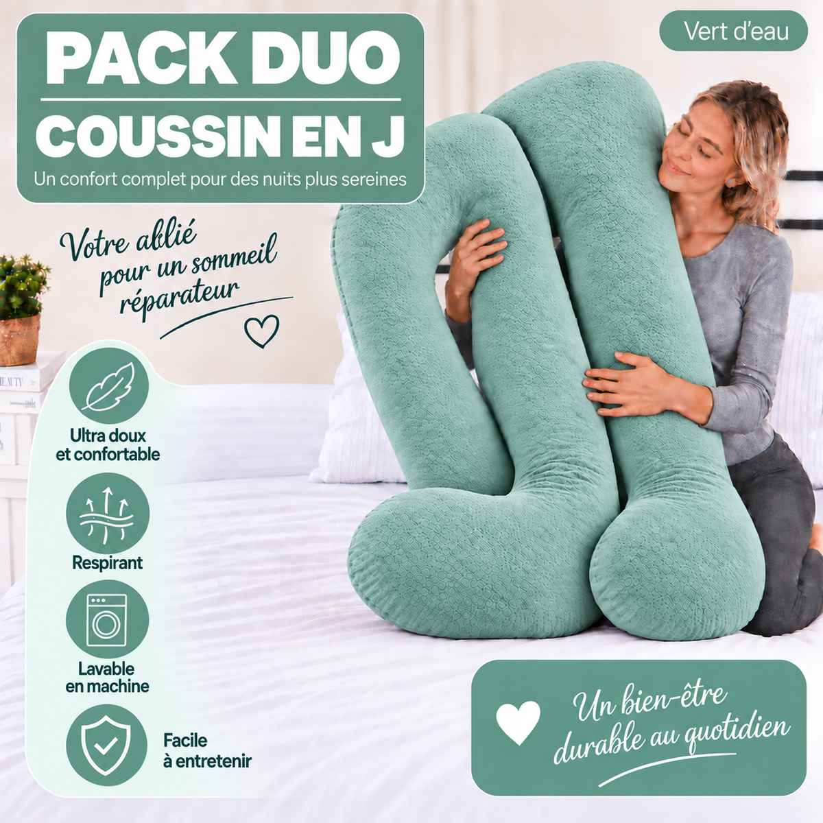 Ergonomic Pillow Duo - Pack of 2 Pillows of Your Choice