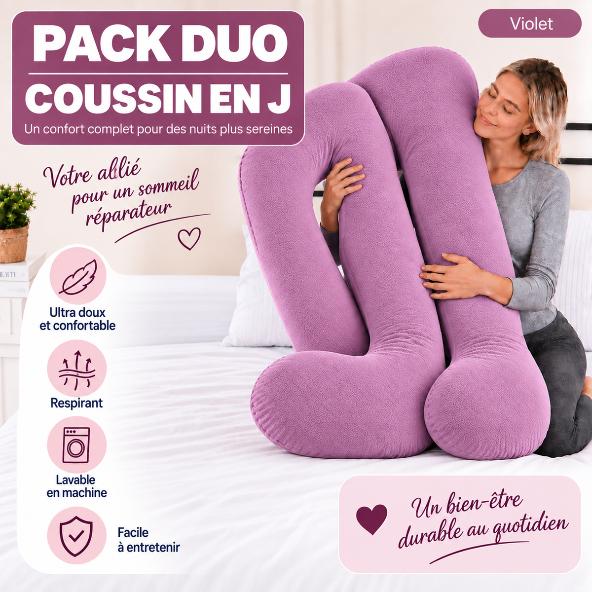 Ergonomic Pillow Duo - Pack of 2 Pillows of Your Choice