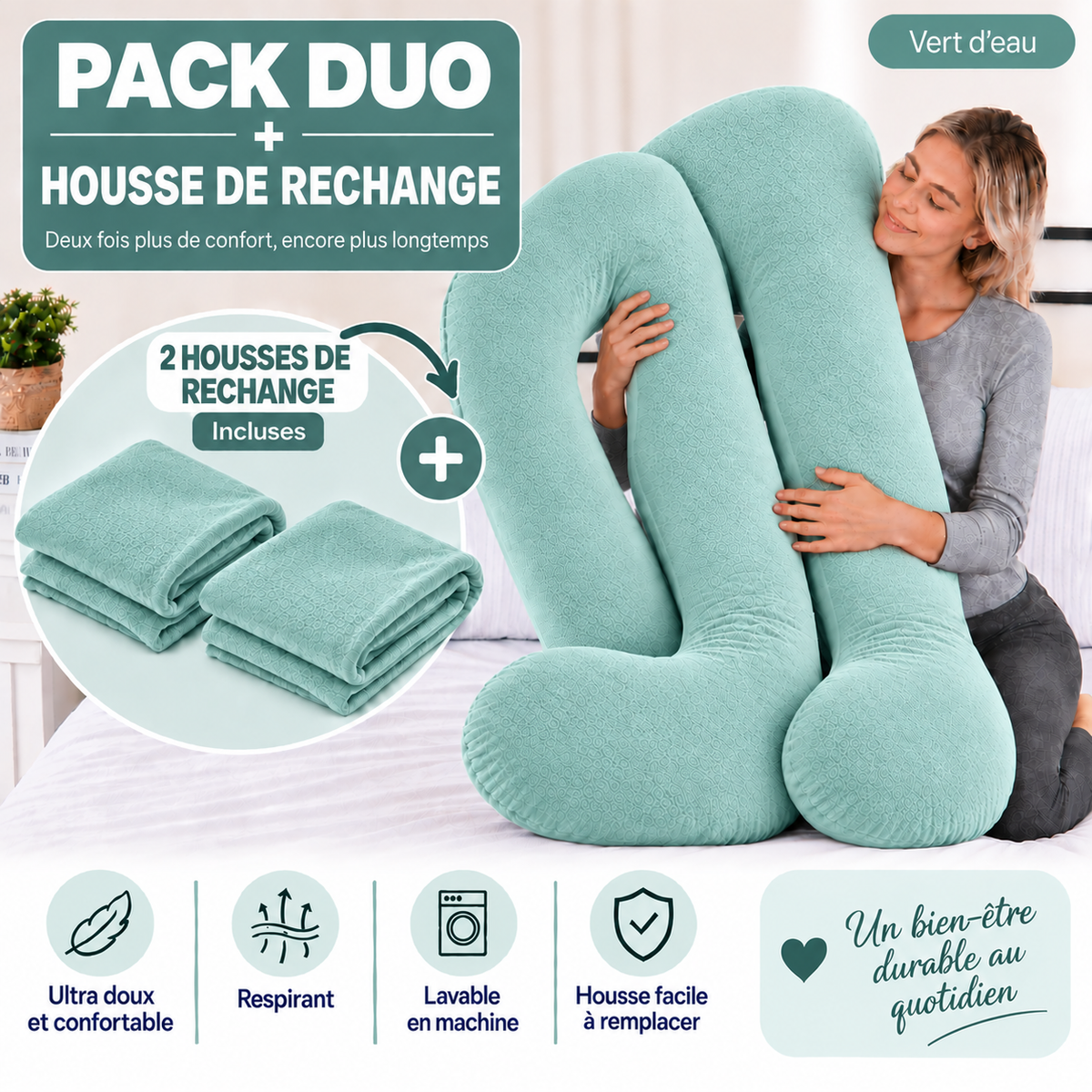 Ergonomic Pillow Duo - Pack of 2 Pillows of Your Choice