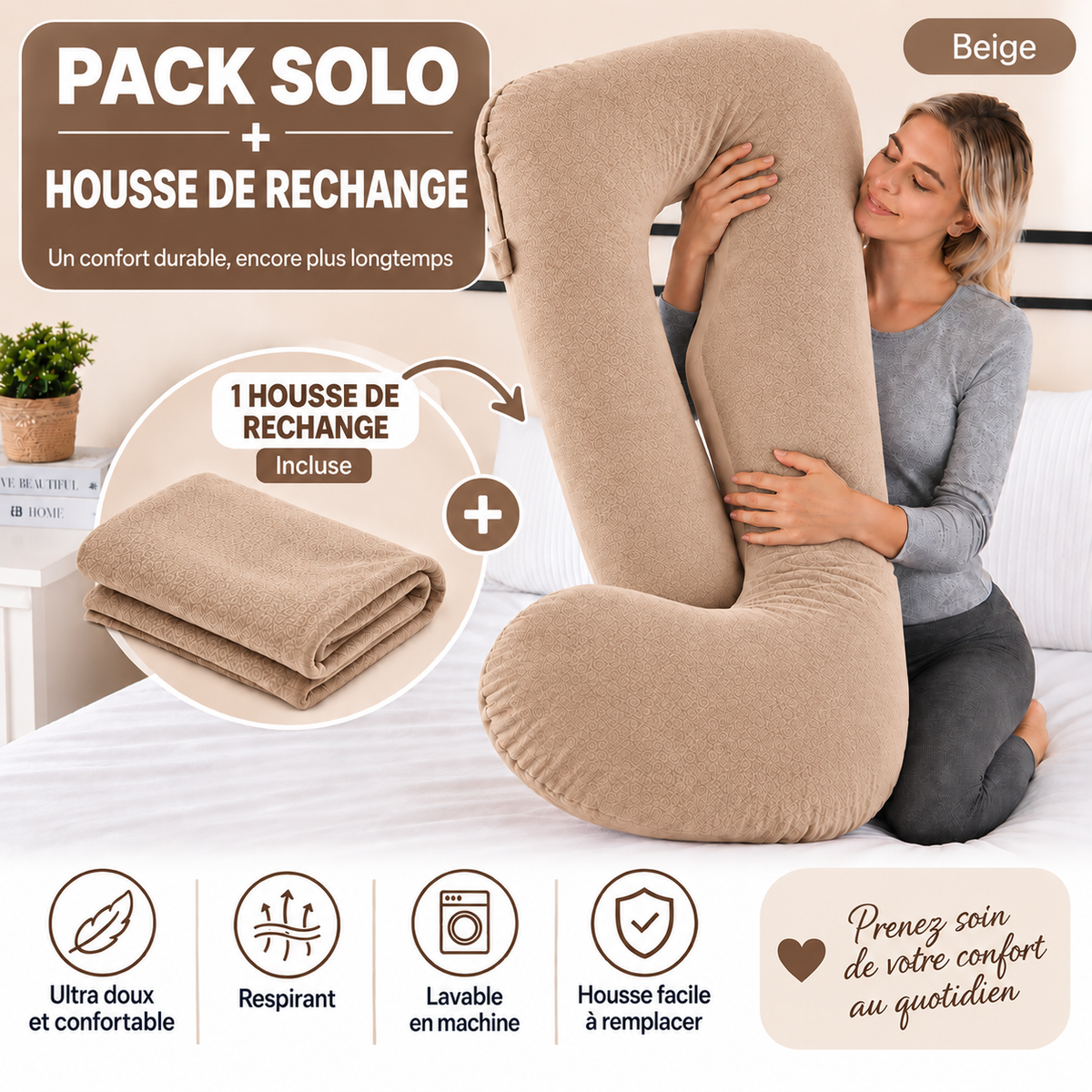 Pack Coussin Ergonomique + Housse de Rechange