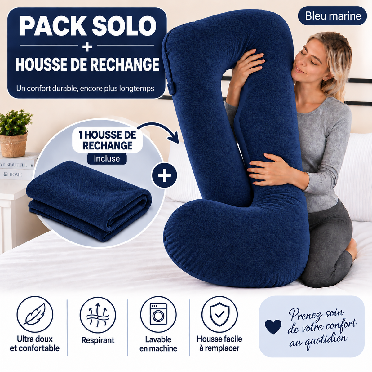Pack Coussin Ergonomique + Housse de Rechange