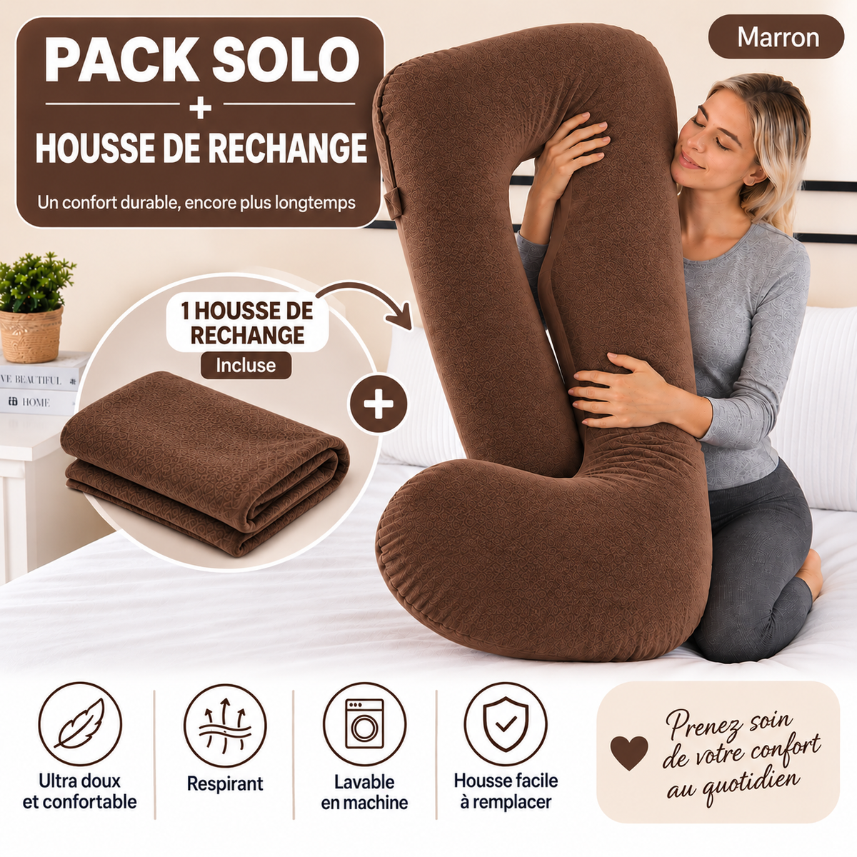Pack Coussin Ergonomique + Housse de Rechange