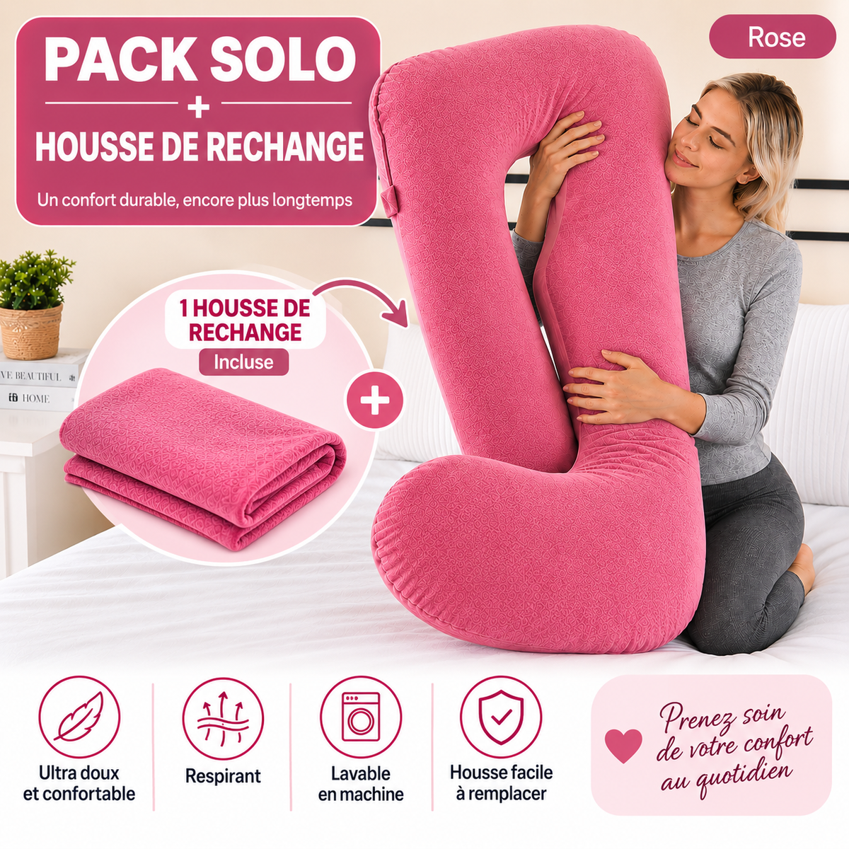 Pack Coussin Ergonomique + Housse de Rechange