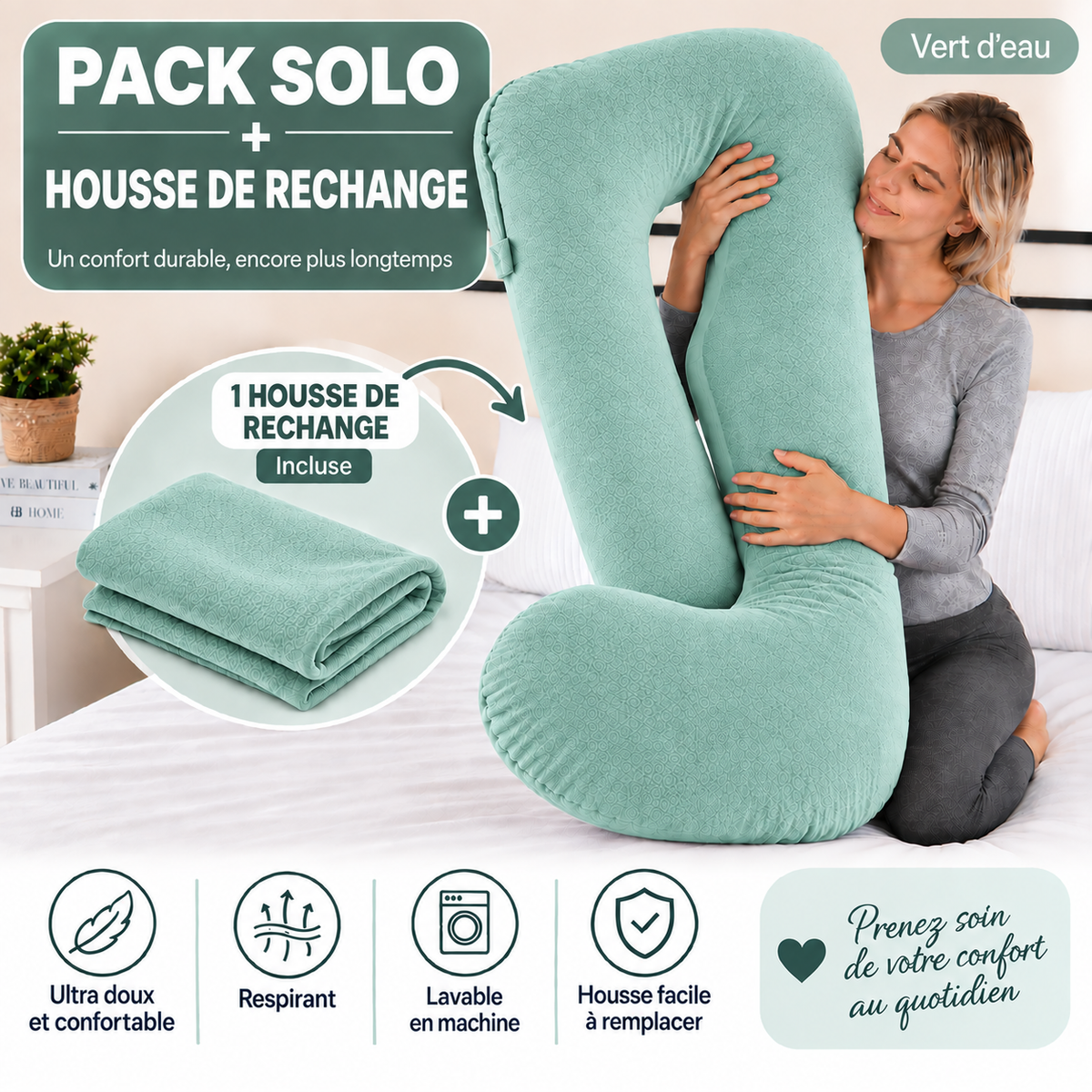 Pack Coussin Ergonomique + Housse de Rechange