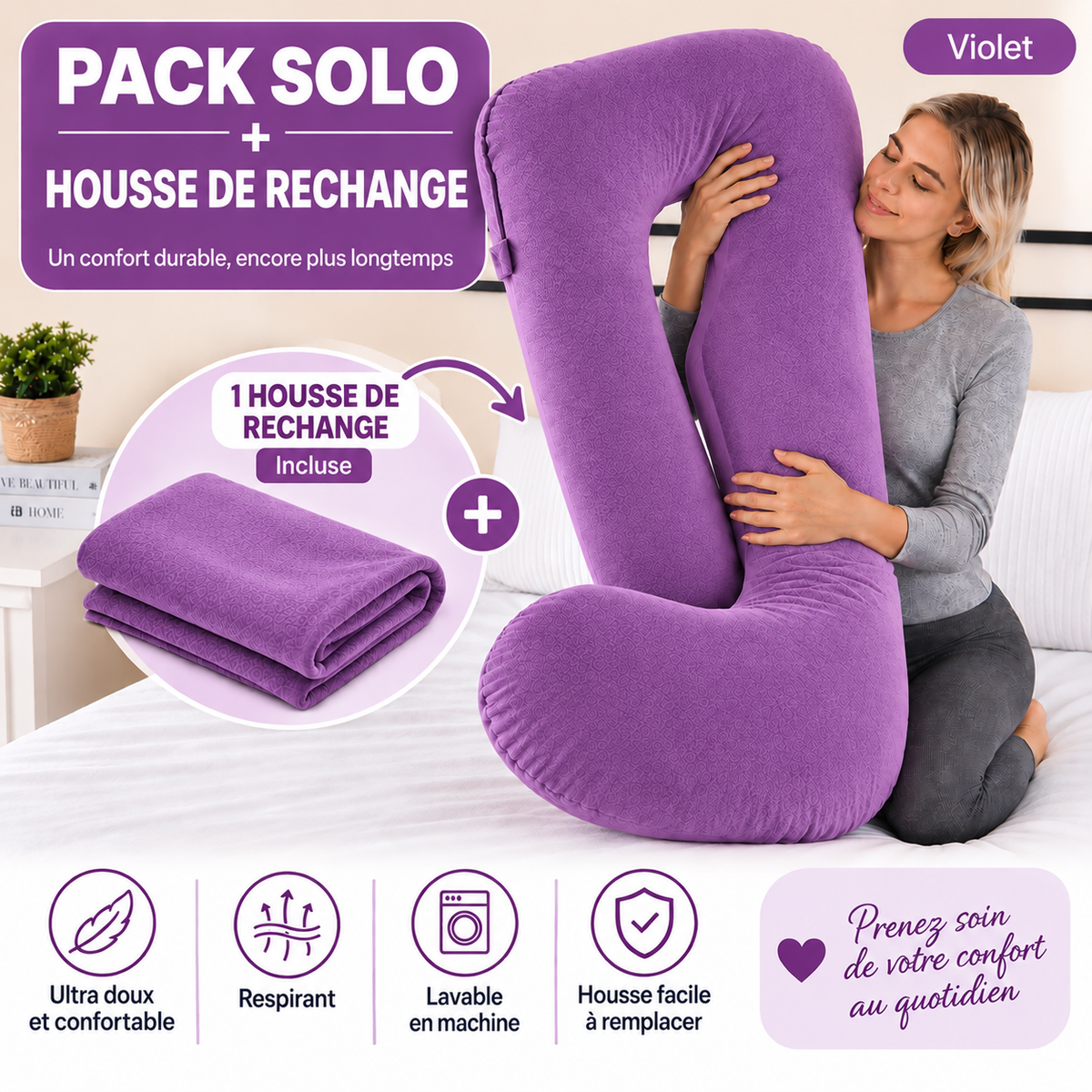 Pack Coussin Ergonomique + Housse de Rechange