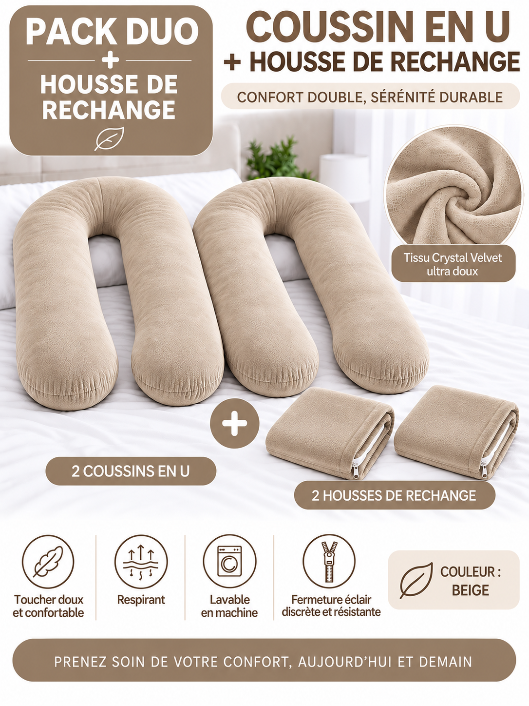 Ergonomic Pillow Duo - Pack of 2 Pillows of Your Choice