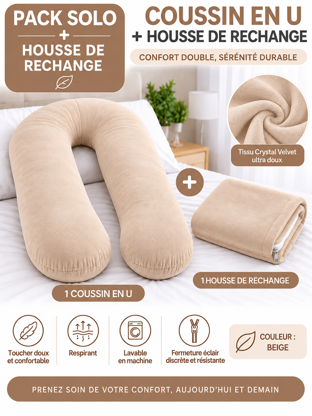 Pack Coussin Ergonomique + Housse de Rechange