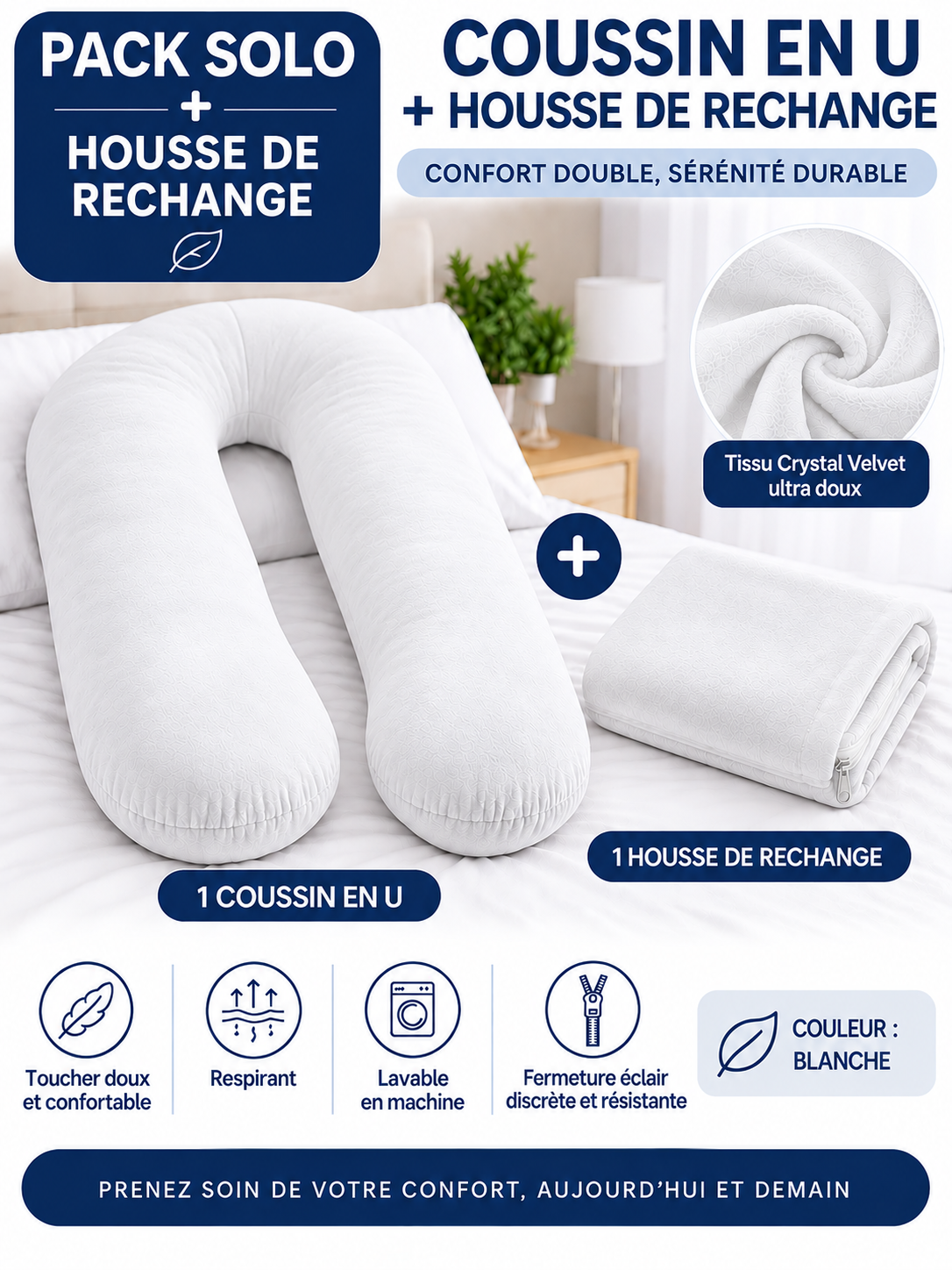Pack Coussin Ergonomique + Housse de Rechange