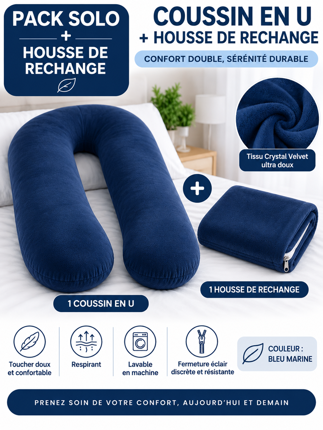 Pack Coussin Ergonomique + Housse de Rechange
