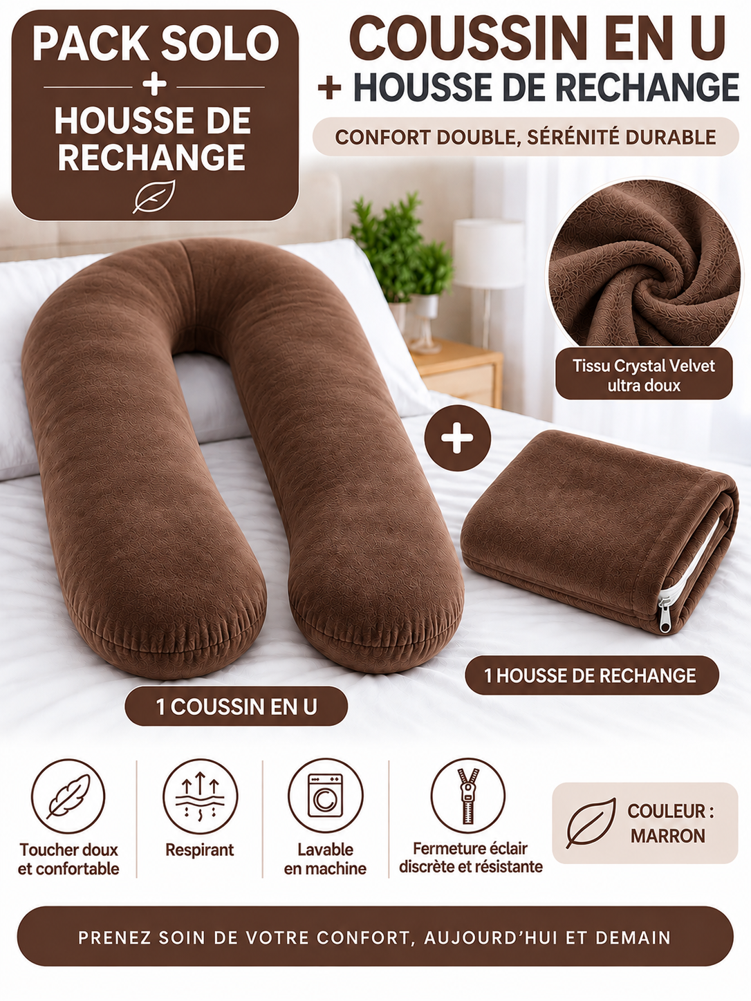 Pack Coussin Ergonomique + Housse de Rechange