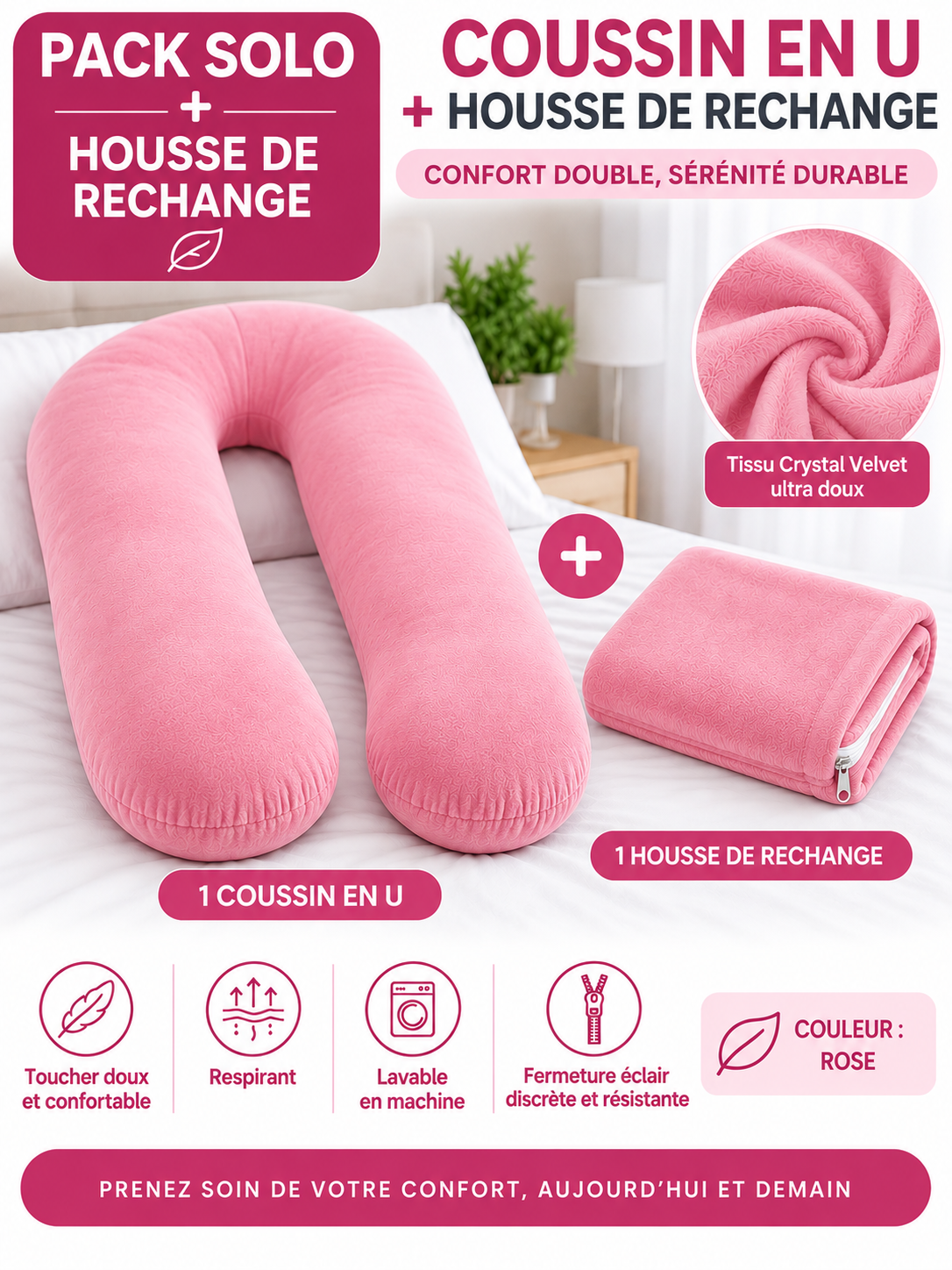 Pack Coussin Ergonomique + Housse de Rechange