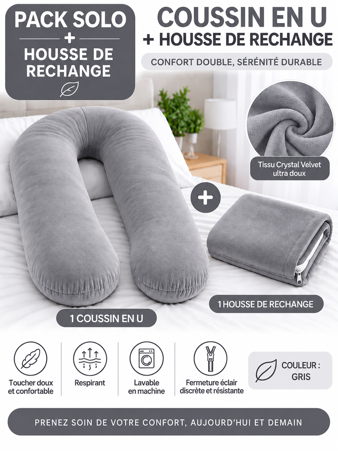 Pack Coussin Ergonomique + Housse de Rechange