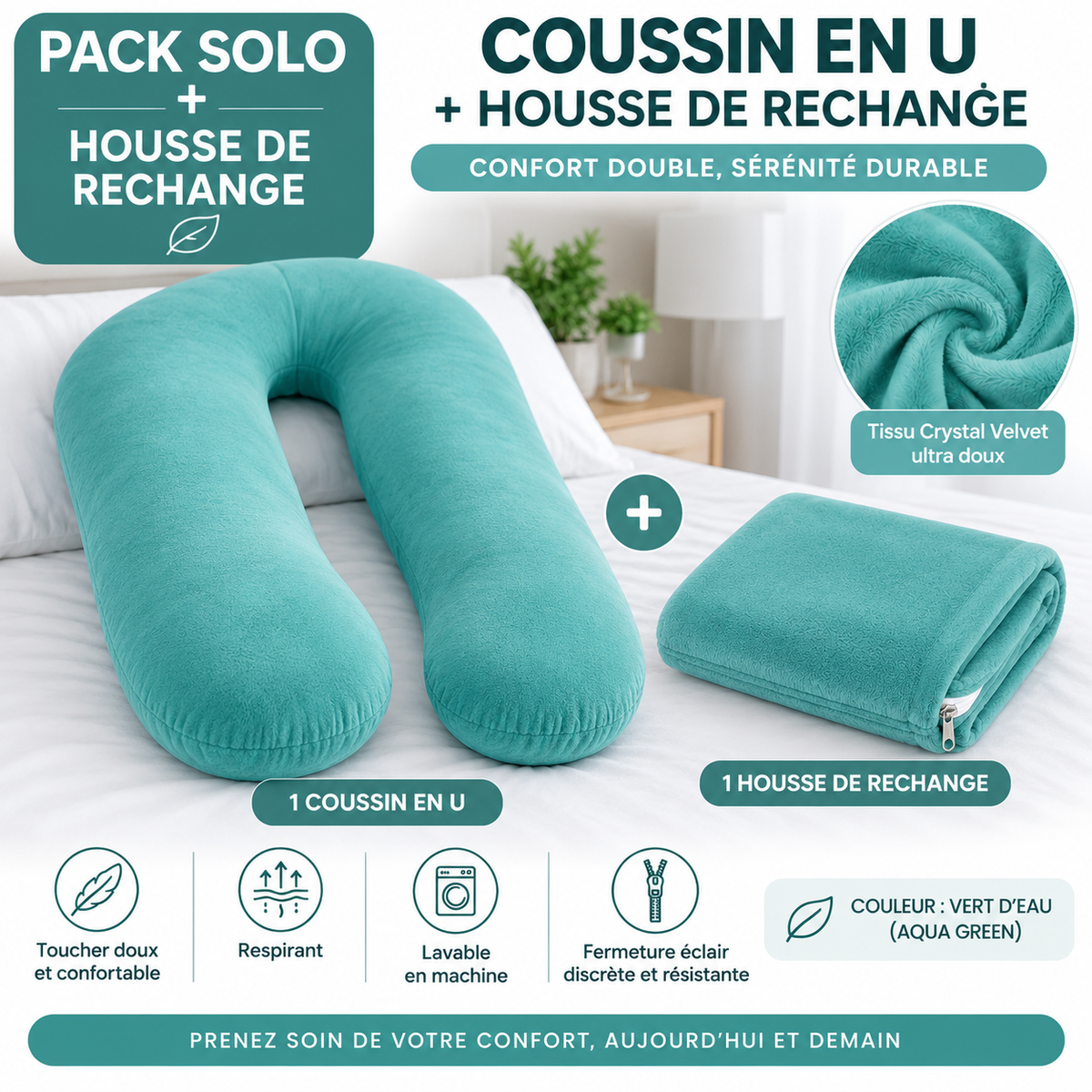 Pack Coussin Ergonomique + Housse de Rechange