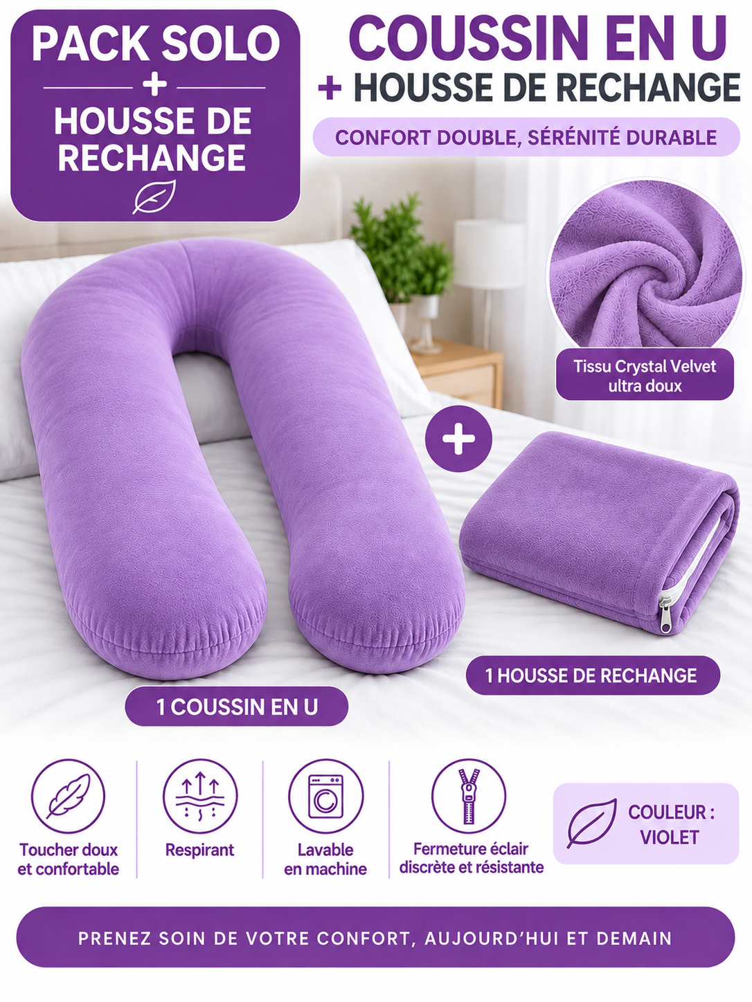 Pack Coussin Ergonomique + Housse de Rechange