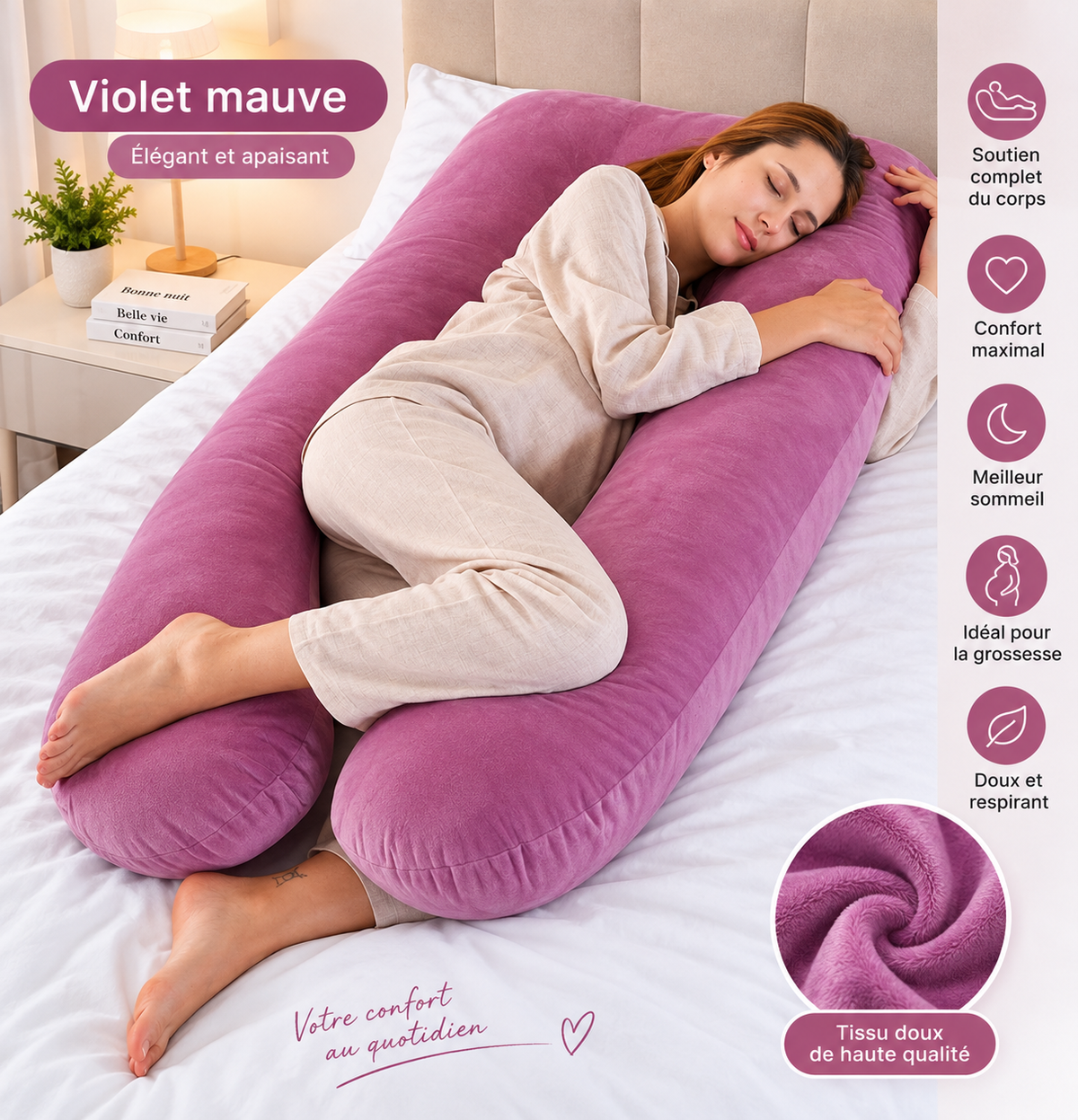 Coussin Ergonomique en U — Soutien Total Dos, Nuque & Jambes